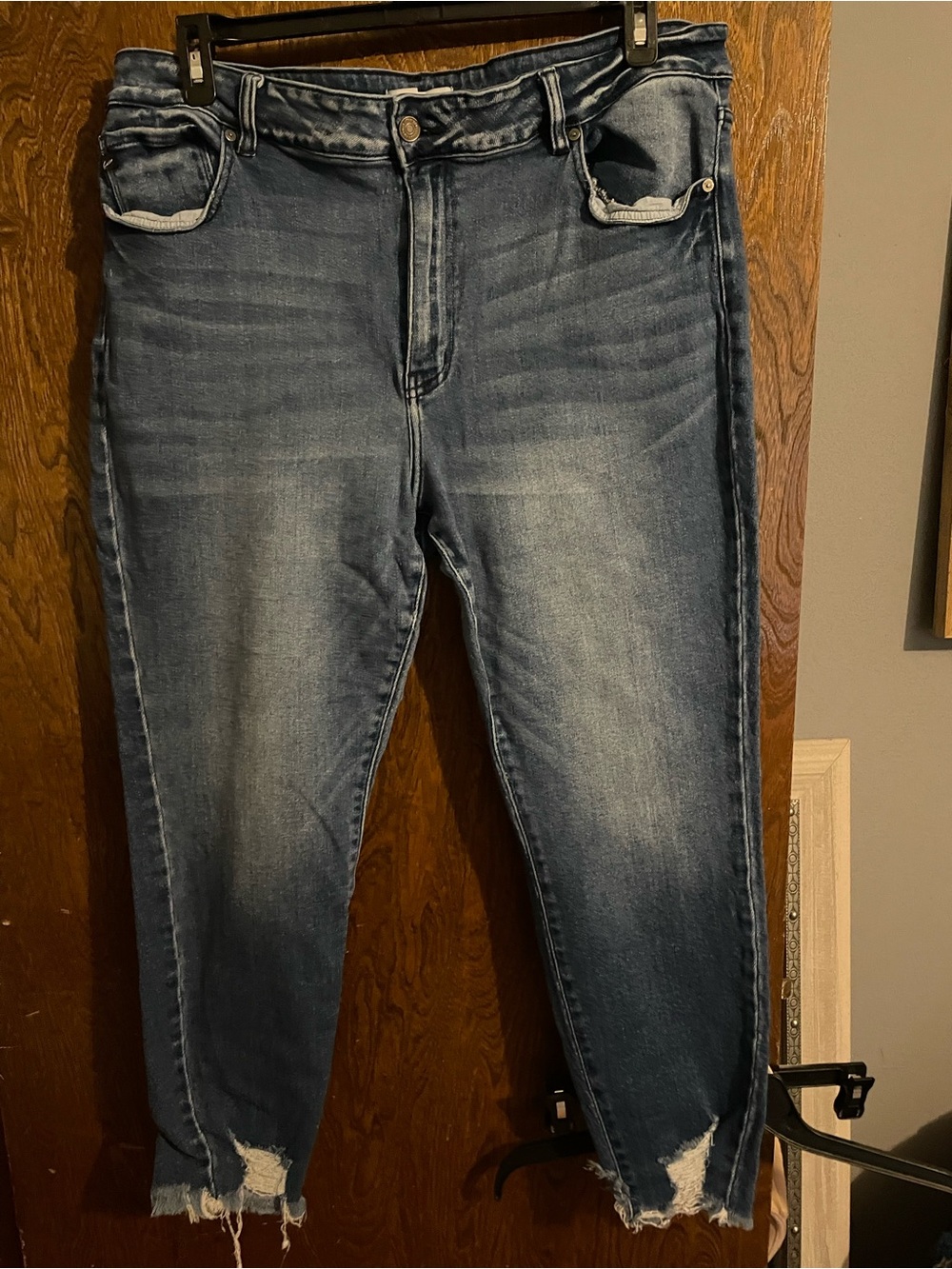 KanCan Women's Skinny Jeans in Distressed Medium Blue Wash